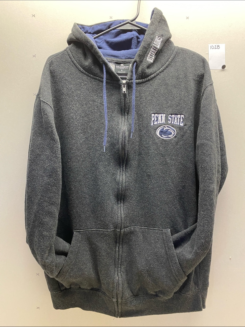 Colosseum Men's Dark Grey Zip-Up Hoodie with Blue Lining